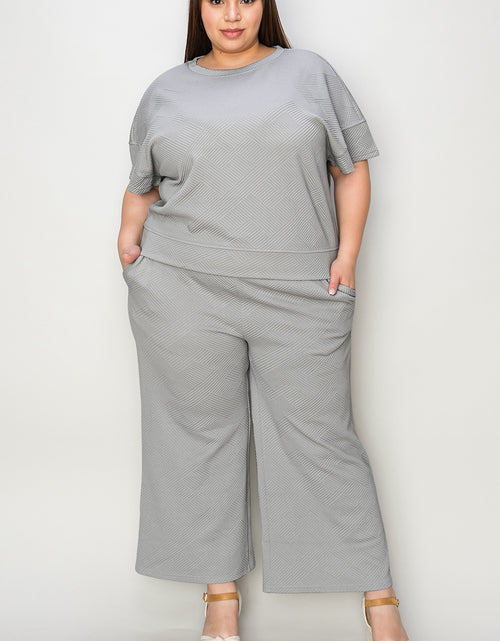 Load image into Gallery viewer, Double Take Full Size Texture Short Sleeve Top and Pants Set 2668south
