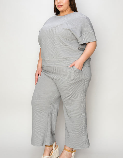 Load image into Gallery viewer, Double Take Full Size Texture Short Sleeve Top and Pants Set 2668south
