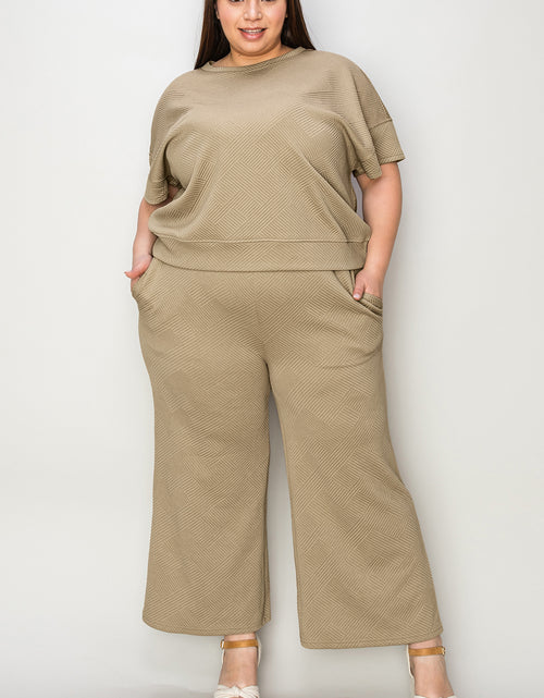 Load image into Gallery viewer, Double Take Full Size Texture Short Sleeve Top and Pants Set 2668south
