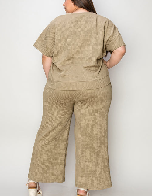 Load image into Gallery viewer, Double Take Full Size Texture Short Sleeve Top and Pants Set 2668south
