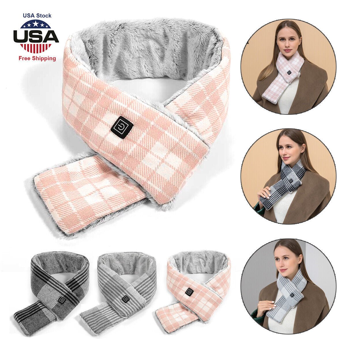 Electric Heated Scarf Winter Neck Warmer Shawl Washable Unisex Scarf With 3 Mode 2668south