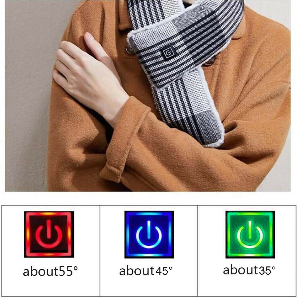 Electric Heated Scarf Winter Neck Warmer Shawl Washable Unisex Scarf With 3 Mode 2668south