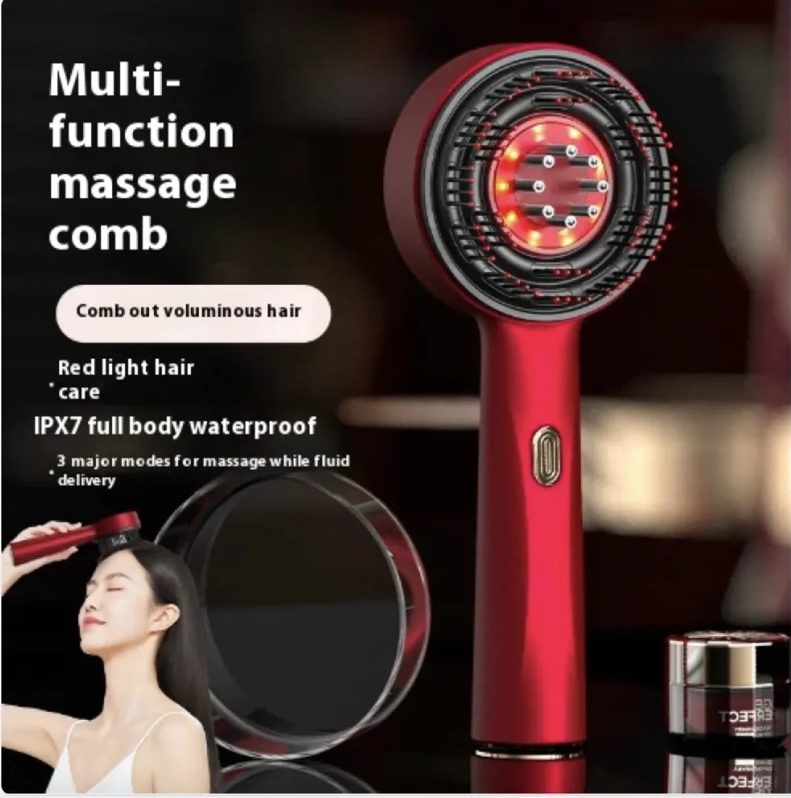 Electric Scalp Massage Comb – Red Light Therapy, Anti-Slip, Multi-Functional Hair Care Tool 2668south