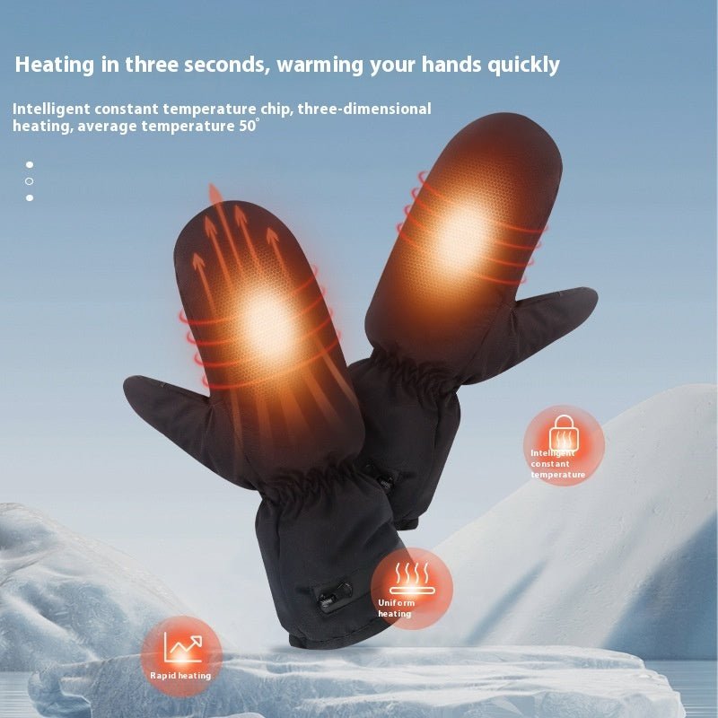 Electrically Heated Gloves Heating Zipper Thermal Windproof Gloves 2668south