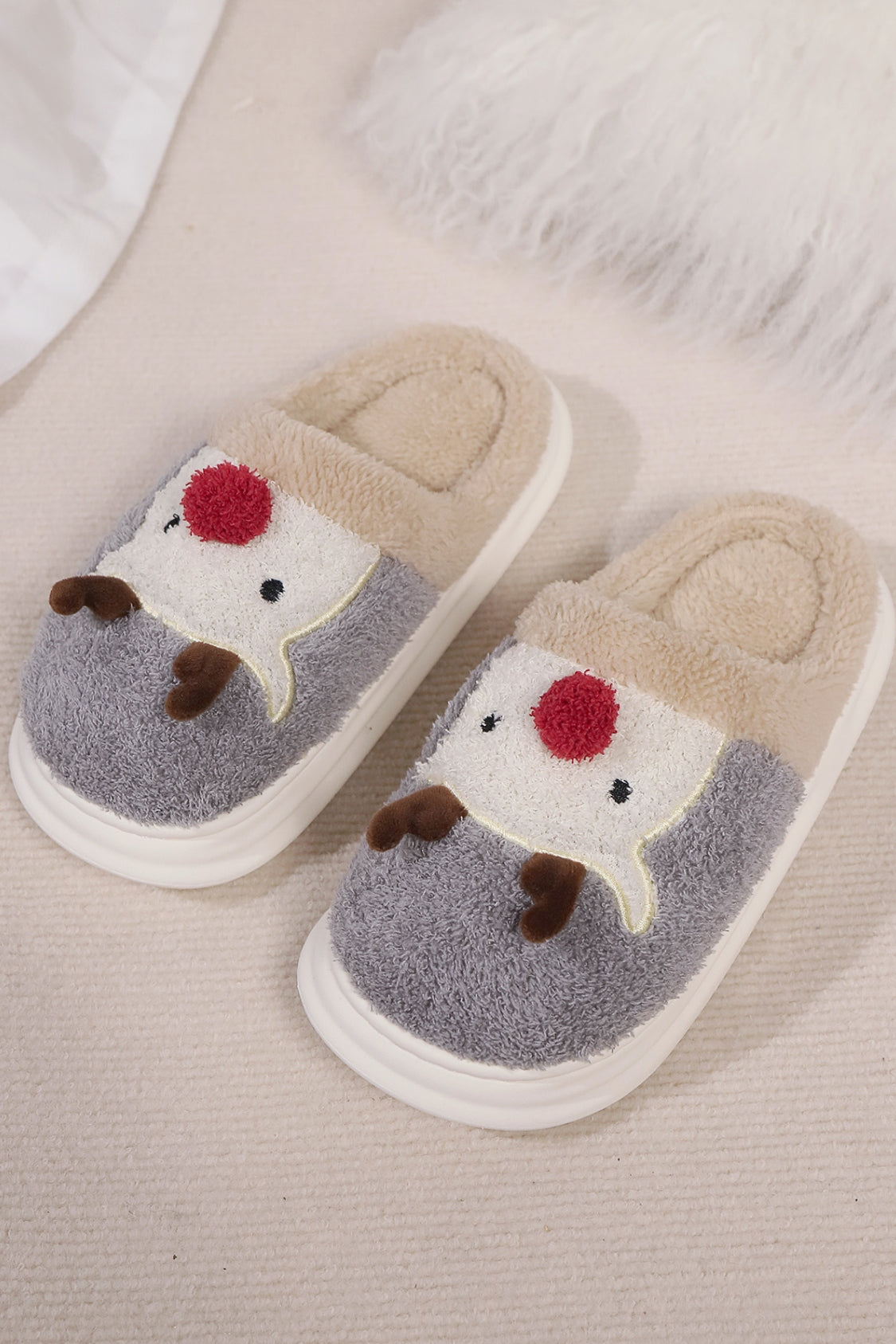 Elk Furry PVC Flat Slippers 2668south