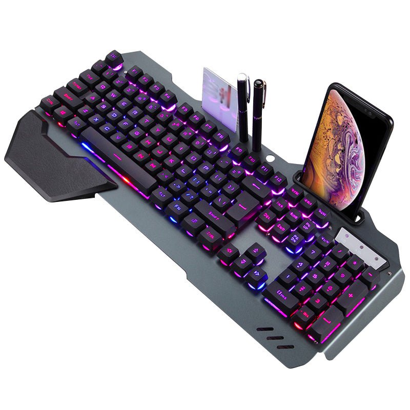 ErgonomicWired Gaming Keyboard with RGB Backlight Phone Holder 2668south