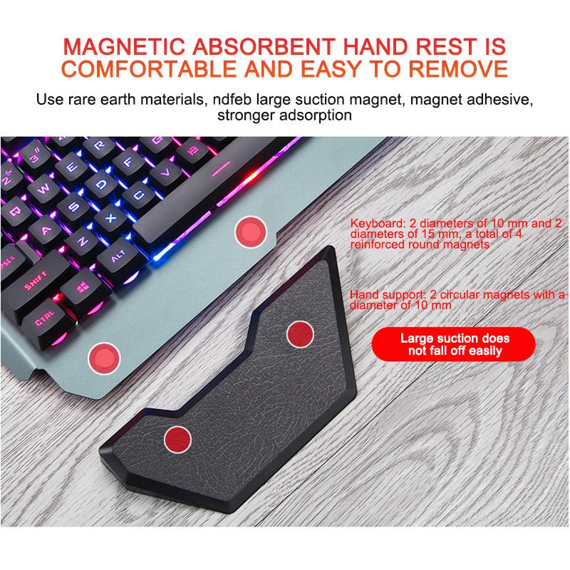 ErgonomicWired Gaming Keyboard with RGB Backlight Phone Holder 2668south