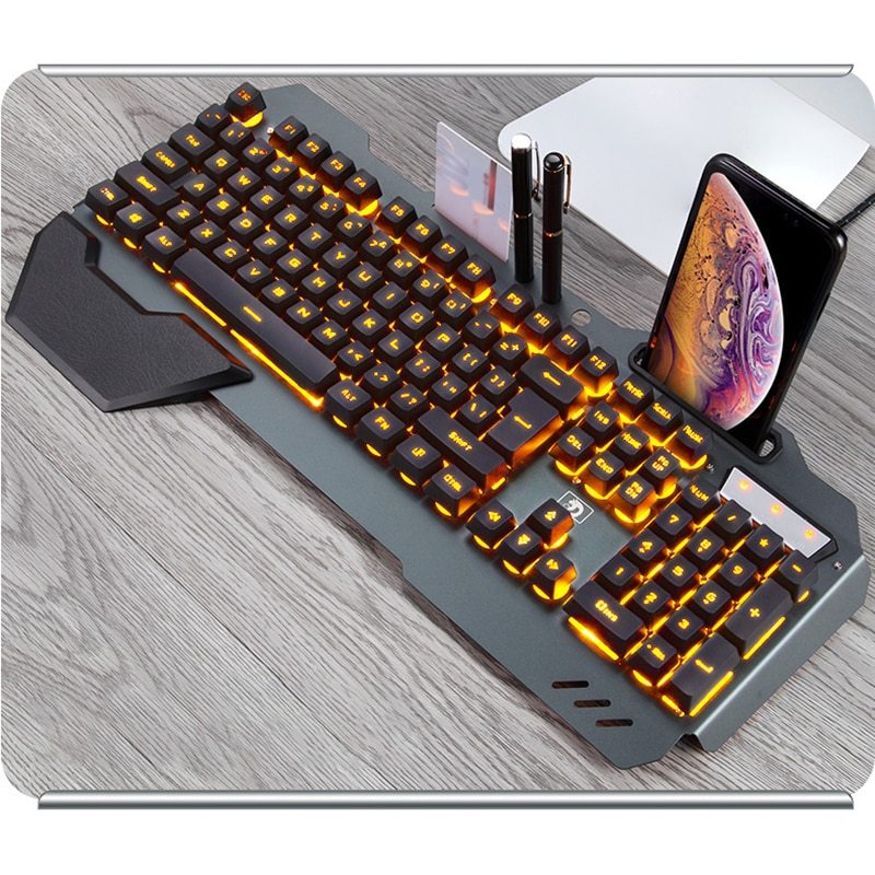 ErgonomicWired Gaming Keyboard with RGB Backlight Phone Holder 2668south