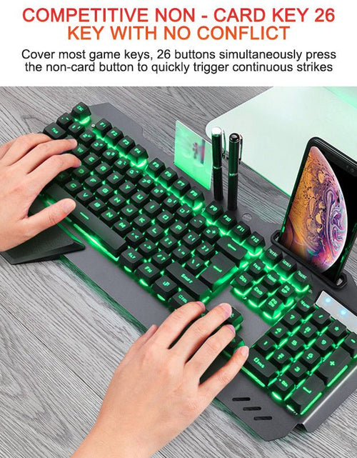 Load image into Gallery viewer, ErgonomicWired Gaming Keyboard with RGB Backlight Phone Holder 2668south
