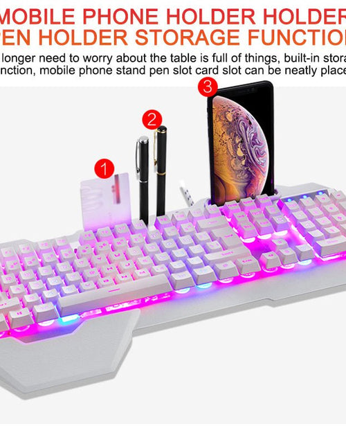 Load image into Gallery viewer, ErgonomicWired Gaming Keyboard with RGB Backlight Phone Holder 2668south
