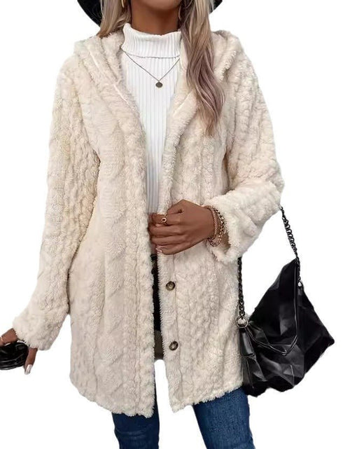 Load image into Gallery viewer, European And American Hooded Solid Color Cardigan Button Long Sleeve Coat 2668south
