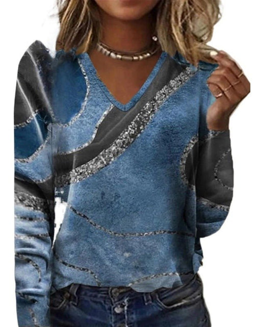 Load image into Gallery viewer, European And American New Fall Winter Fashion V-neck Printed Long-sleeved Top Women 2668south
