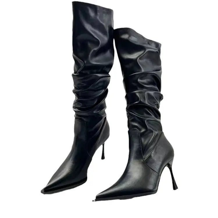 European And American Pointed Pleated High Boots Women 2668south