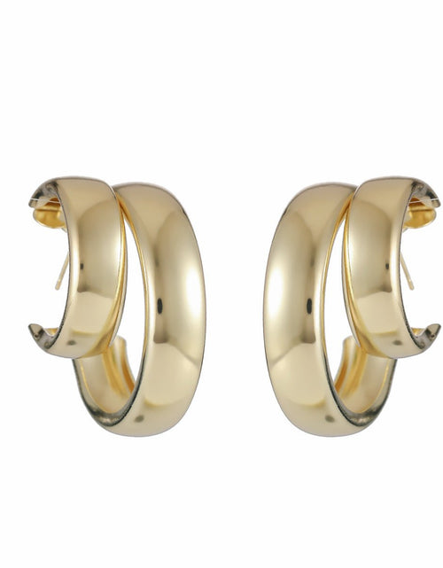 Load image into Gallery viewer, Exaggerated Double Ring Glossy Metal C- Shaped Earrings 2668south
