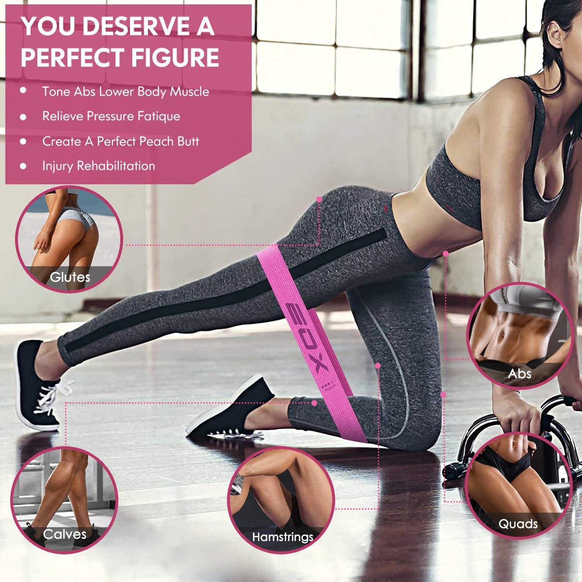 Exercise Resistance Fabric Loop Bands, Non-Slip Resistance Workout Bands for Legs & Butt and Glutes, 5 Resistance Levels Hip Training Bands 2668south