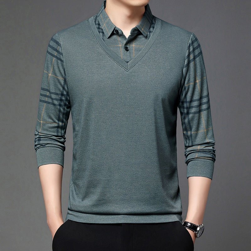 Fake Two-piece Lapel Long-sleeved Men's T-shirt 2668south