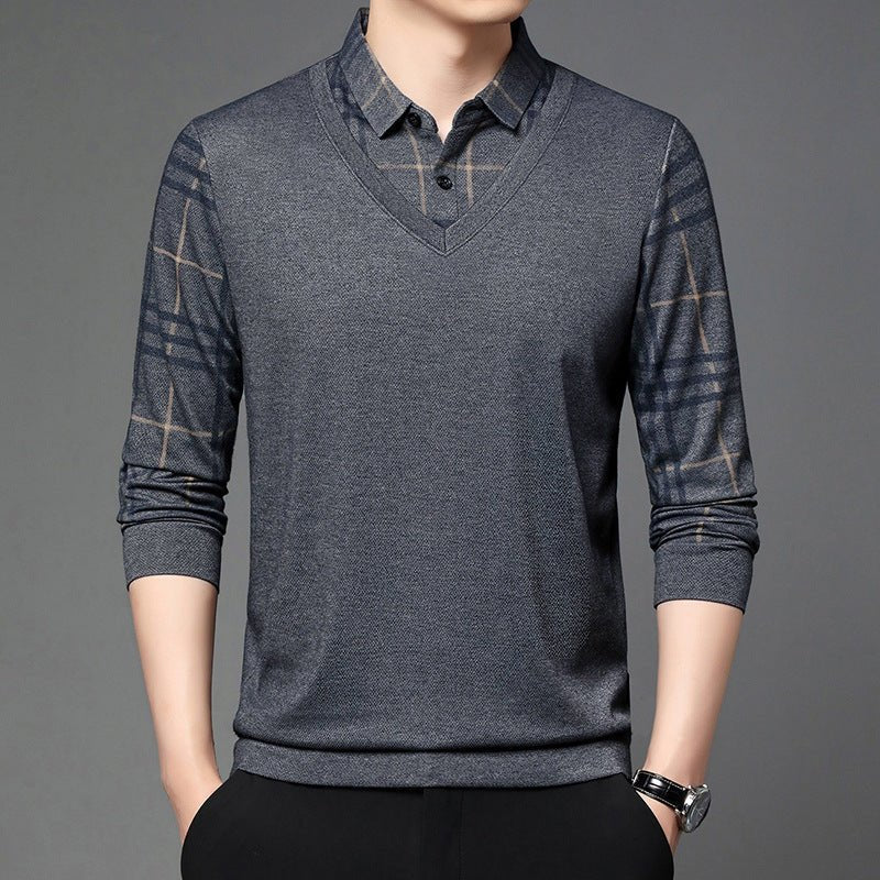 Fake Two-piece Lapel Long-sleeved Men's T-shirt 2668south