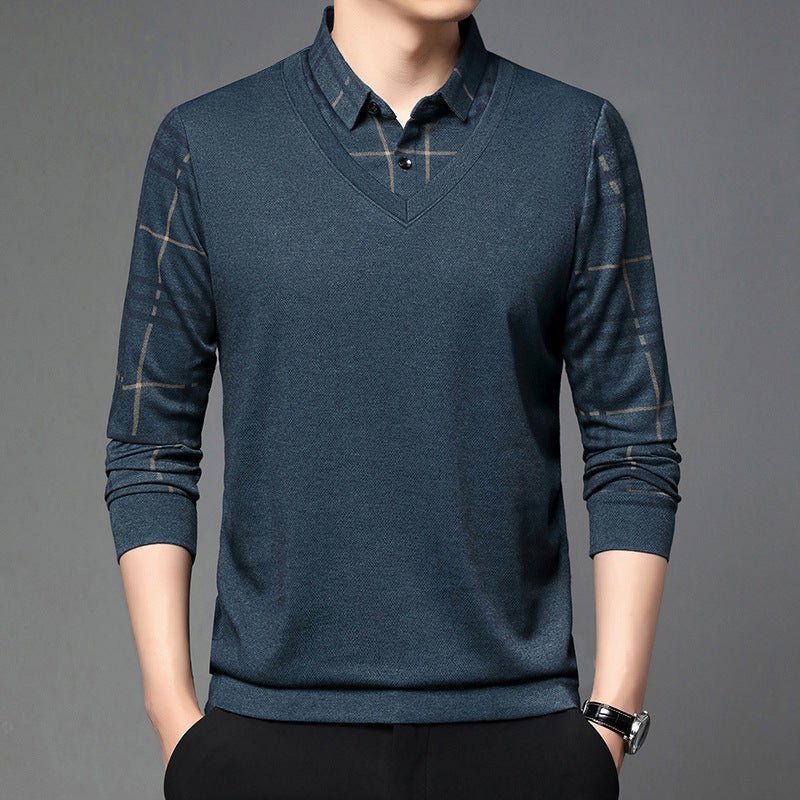 Fake Two-piece Lapel Long-sleeved Men's T-shirt 2668south