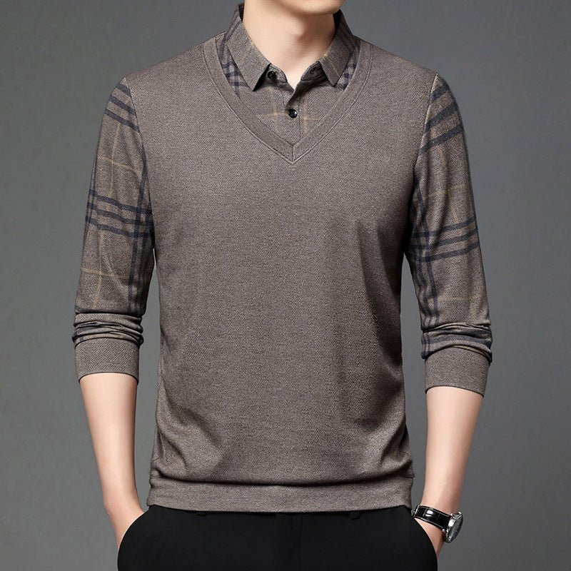 Fake Two-piece Lapel Long-sleeved Men's T-shirt 2668south