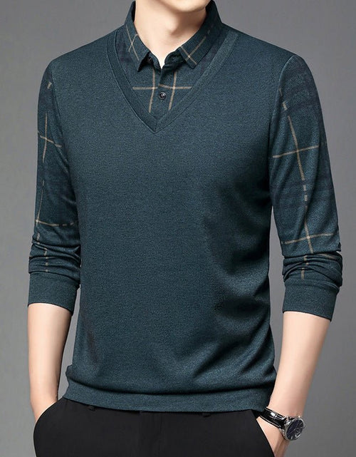 Load image into Gallery viewer, Fake Two-piece Lapel Long-sleeved Men&#39;s T-shirt 2668south
