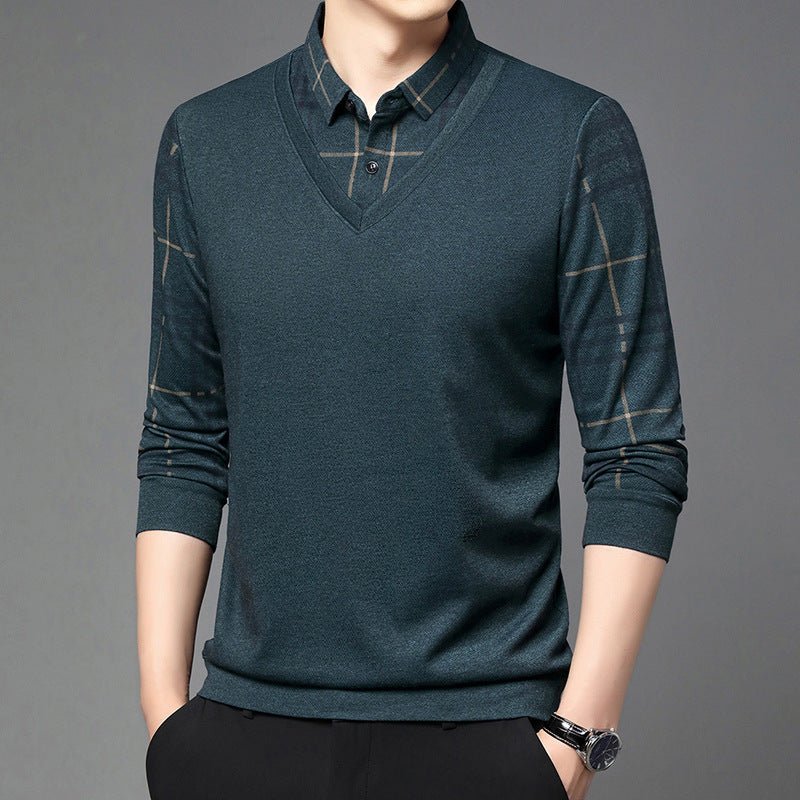 Fake Two-piece Lapel Long-sleeved Men's T-shirt 2668south