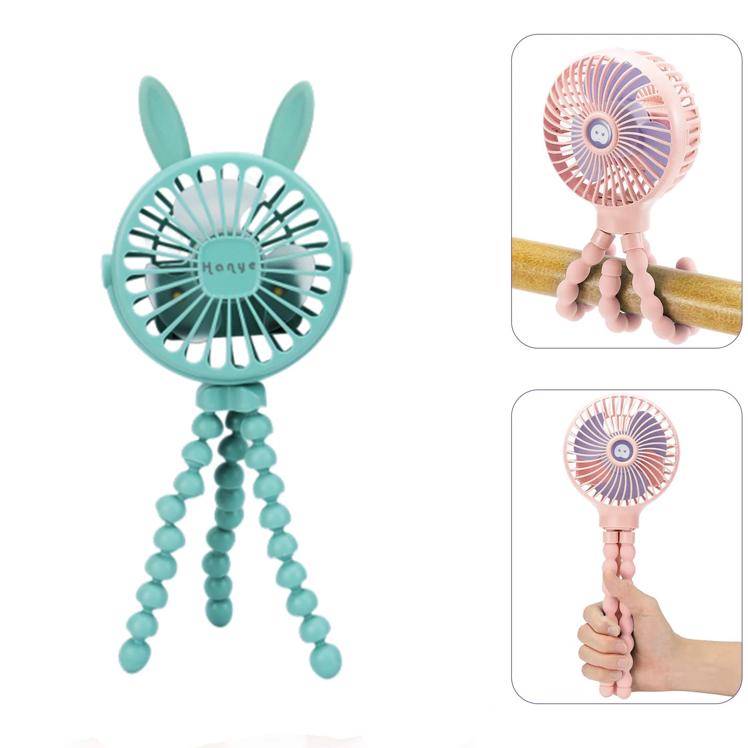 Fan for Cart Stroller Fan Portable Outdoor Fan Clip on for Baby 600Mah USB Rechargeable Handheld Electric Fan for Home 3 Speeds 2668south