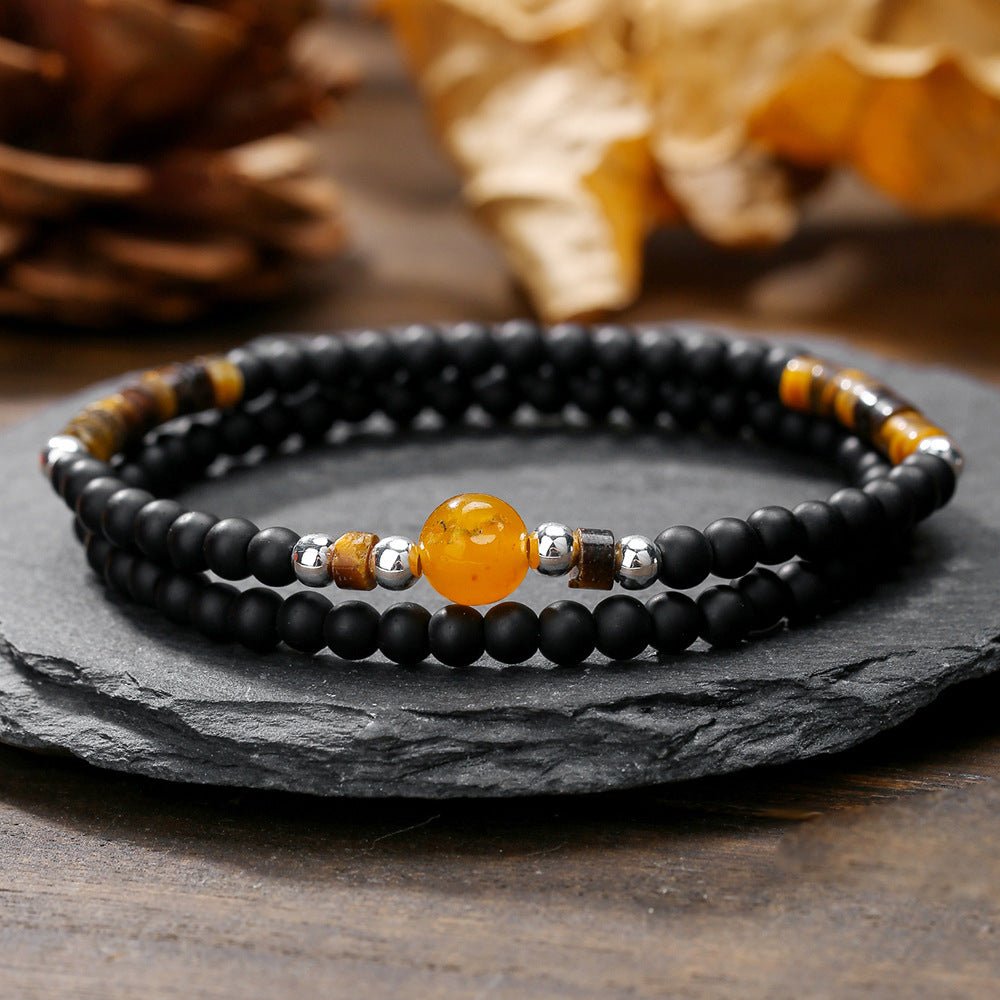 Fashion Black Agate Tiger Eye Beaded Bracelet Simple 2668south