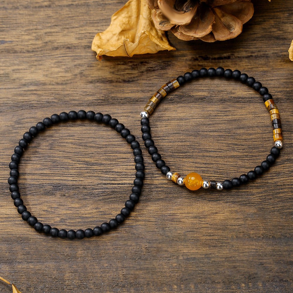 Fashion Black Agate Tiger Eye Beaded Bracelet Simple 2668south