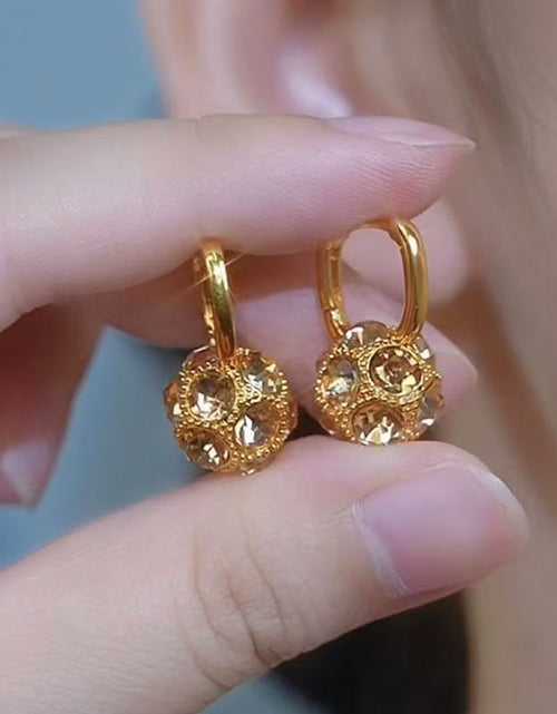 Load image into Gallery viewer, Fashion Brown Rhinestone Ball Earrings Female Niche 2668south
