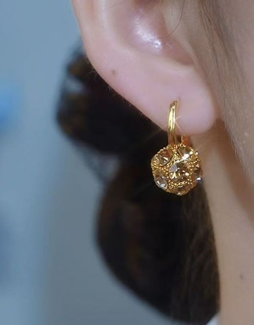 Load image into Gallery viewer, Fashion Brown Rhinestone Ball Earrings Female Niche 2668south
