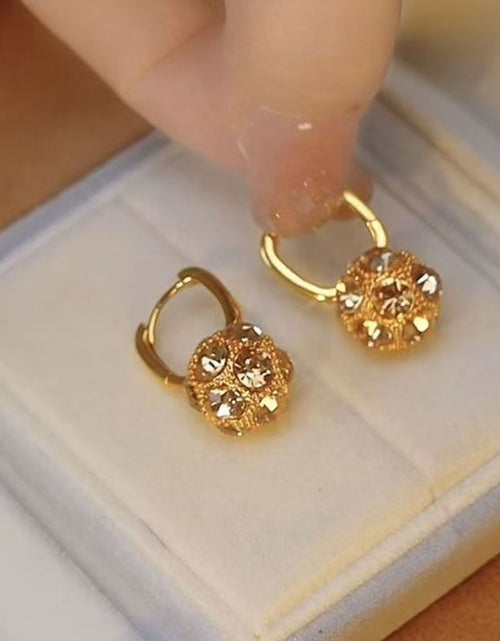 Load image into Gallery viewer, Fashion Brown Rhinestone Ball Earrings Female Niche 2668south
