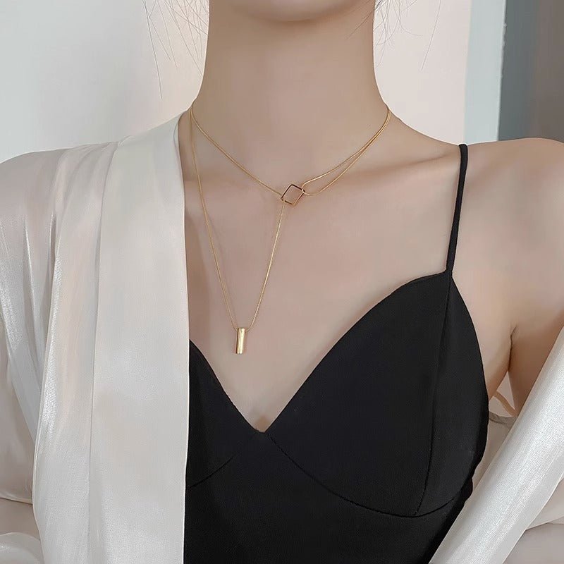 Fashion Geometric Necklace Double-layer Adjustable Length Sweater Chain Simple Temperament Necklace Women's Jewelry 2668south