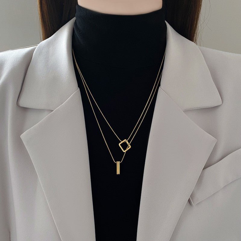 Fashion Geometric Necklace Double-layer Adjustable Length Sweater Chain Simple Temperament Necklace Women's Jewelry 2668south