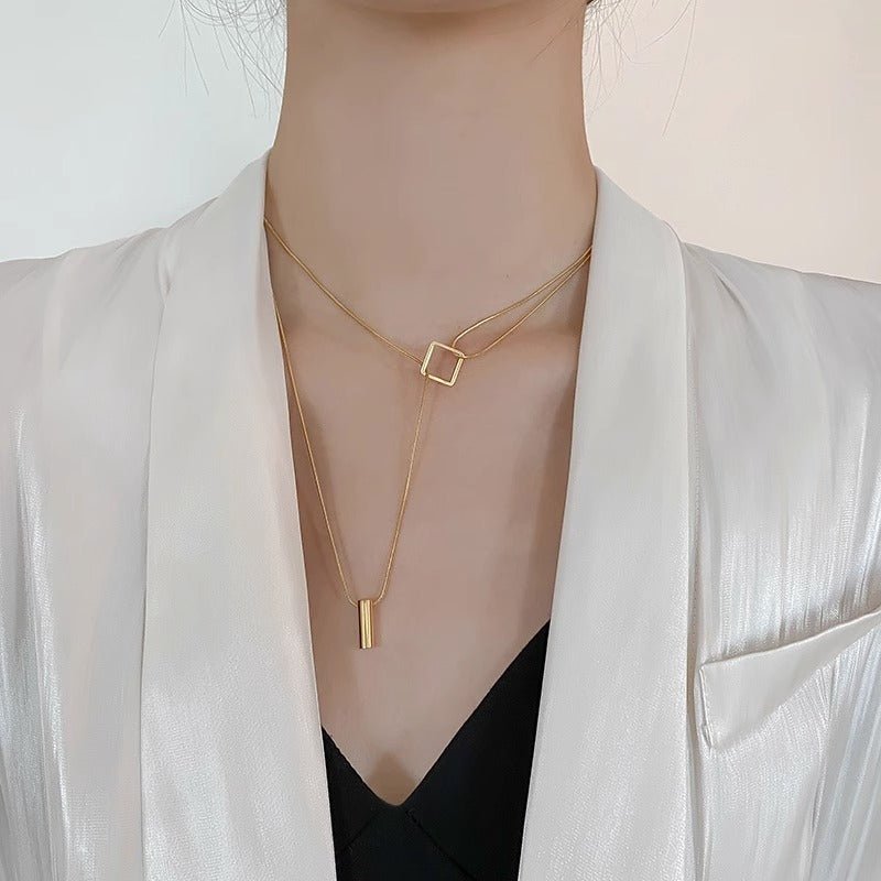 Fashion Geometric Necklace Double-layer Adjustable Length Sweater Chain Simple Temperament Necklace Women's Jewelry 2668south