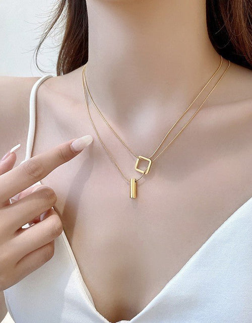 Load image into Gallery viewer, Fashion Geometric Necklace Double-layer Adjustable Length Sweater Chain Simple Temperament Necklace Women&#39;s Jewelry 2668south
