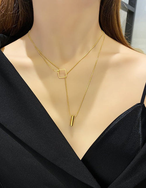 Load image into Gallery viewer, Fashion Geometric Necklace Double-layer Adjustable Length Sweater Chain Simple Temperament Necklace Women&#39;s Jewelry 2668south
