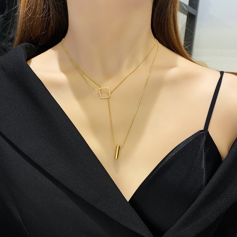 Fashion Geometric Necklace Double-layer Adjustable Length Sweater Chain Simple Temperament Necklace Women's Jewelry 2668south