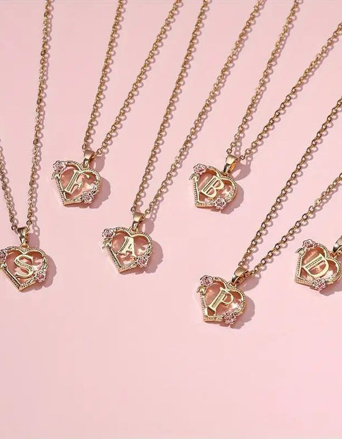 Load image into Gallery viewer, Fashion Hollowed-out Love Heart Flowers Letter Necklace 2668south
