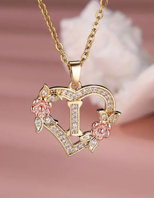 Load image into Gallery viewer, Fashion Hollowed-out Love Heart Flowers Letter Necklace 2668south
