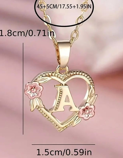 Load image into Gallery viewer, Fashion Hollowed-out Love Heart Flowers Letter Necklace 2668south
