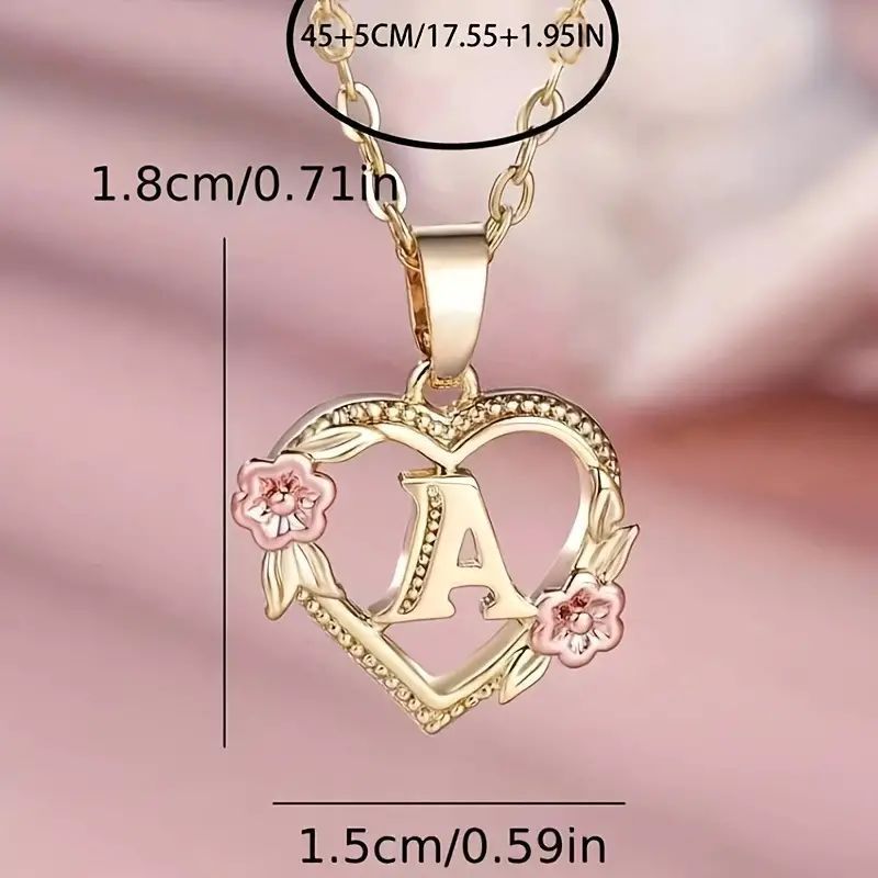 Fashion Hollowed-out Love Heart Flowers Letter Necklace 2668south