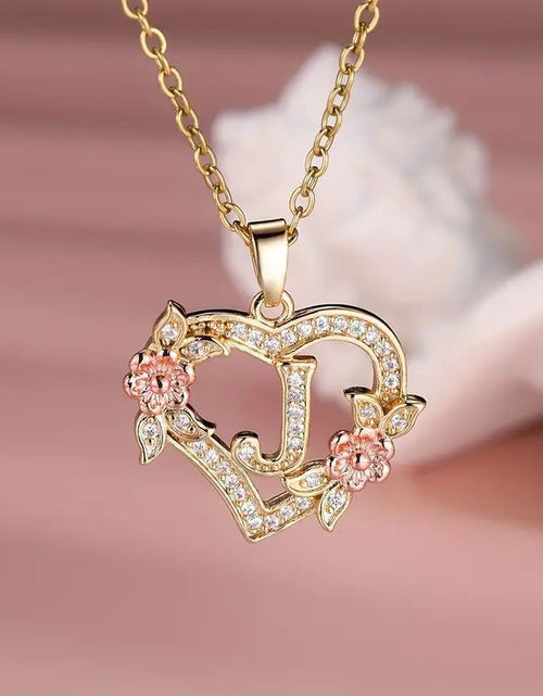 Load image into Gallery viewer, Fashion Hollowed-out Love Heart Flowers Letter Necklace 2668south
