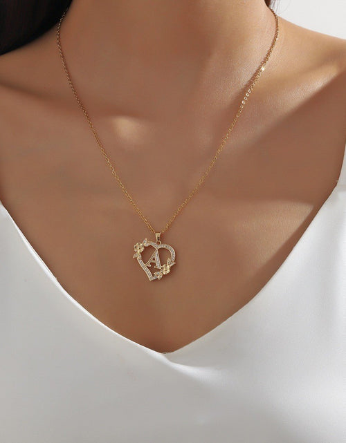 Load image into Gallery viewer, Fashion Hollowed-out Love Heart Flowers Letter Necklace 2668south
