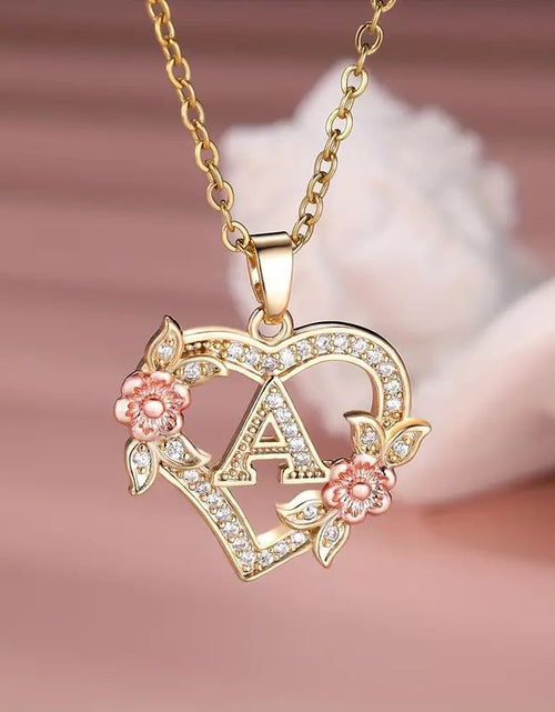 Load image into Gallery viewer, Fashion Hollowed-out Love Heart Flowers Letter Necklace 2668south
