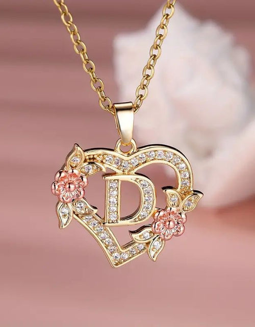 Load image into Gallery viewer, Fashion Hollowed-out Love Heart Flowers Letter Necklace 2668south
