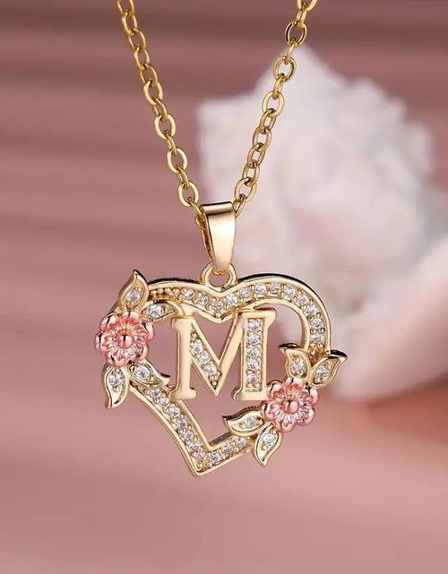 Load image into Gallery viewer, Fashion Hollowed-out Love Heart Flowers Letter Necklace 2668south
