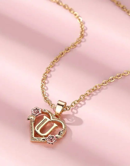 Load image into Gallery viewer, Fashion Hollowed-out Love Heart Flowers Letter Necklace 2668south
