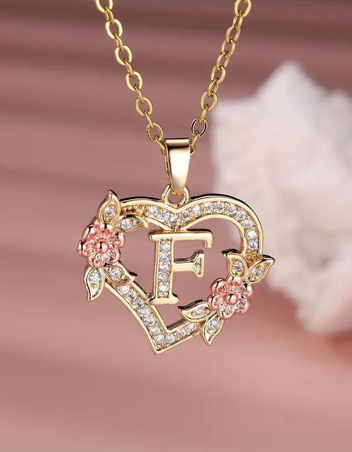 Load image into Gallery viewer, Fashion Hollowed-out Love Heart Flowers Letter Necklace 2668south
