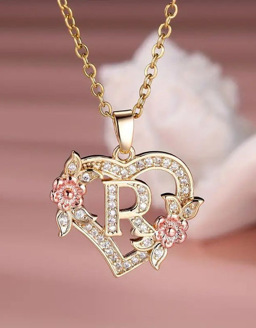 Load image into Gallery viewer, Fashion Hollowed-out Love Heart Flowers Letter Necklace 2668south
