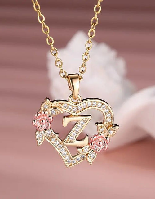 Load image into Gallery viewer, Fashion Hollowed-out Love Heart Flowers Letter Necklace 2668south
